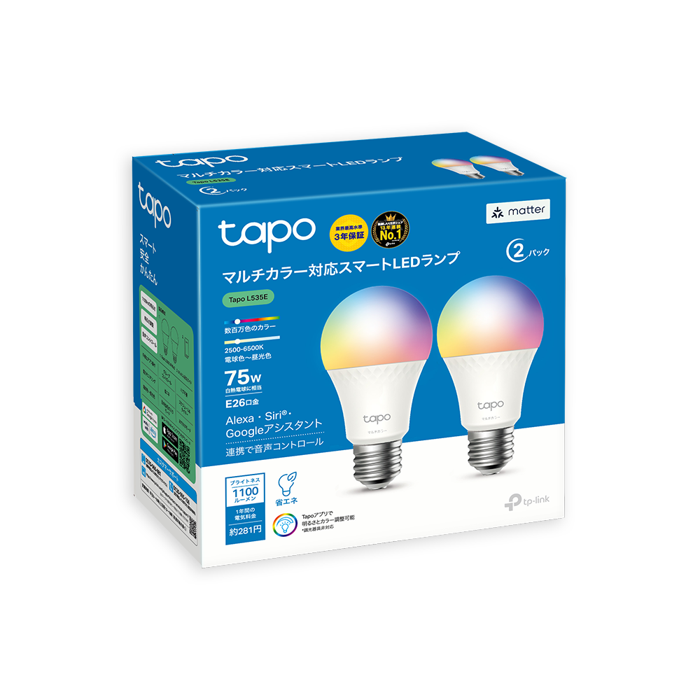 Tapo マルチカラー対応 スマートLEDランプ Tapo L535E