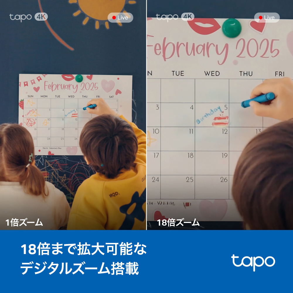 Tapo 4K 屋内 見守りカメラ 800万画素 360°首振り Tapo C260