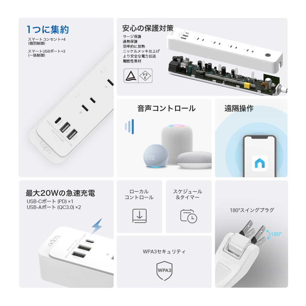 Tapo スマートWi-Fi電源タップ P300