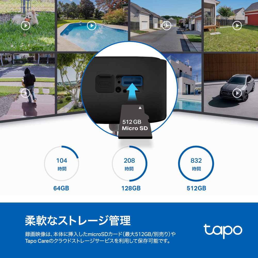 【1月16日発売】Tapo 1080P ソーラパネル付き屋外防犯カメラ Tapo C401 KIT