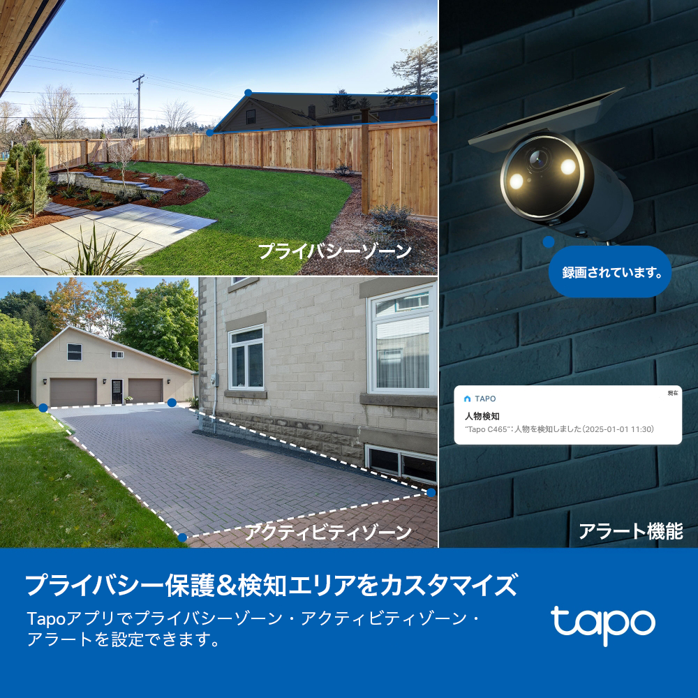 Tapo スマートホームベース1台＆ソーラパネル付き屋外防犯カメラ2台 スマートホームセット