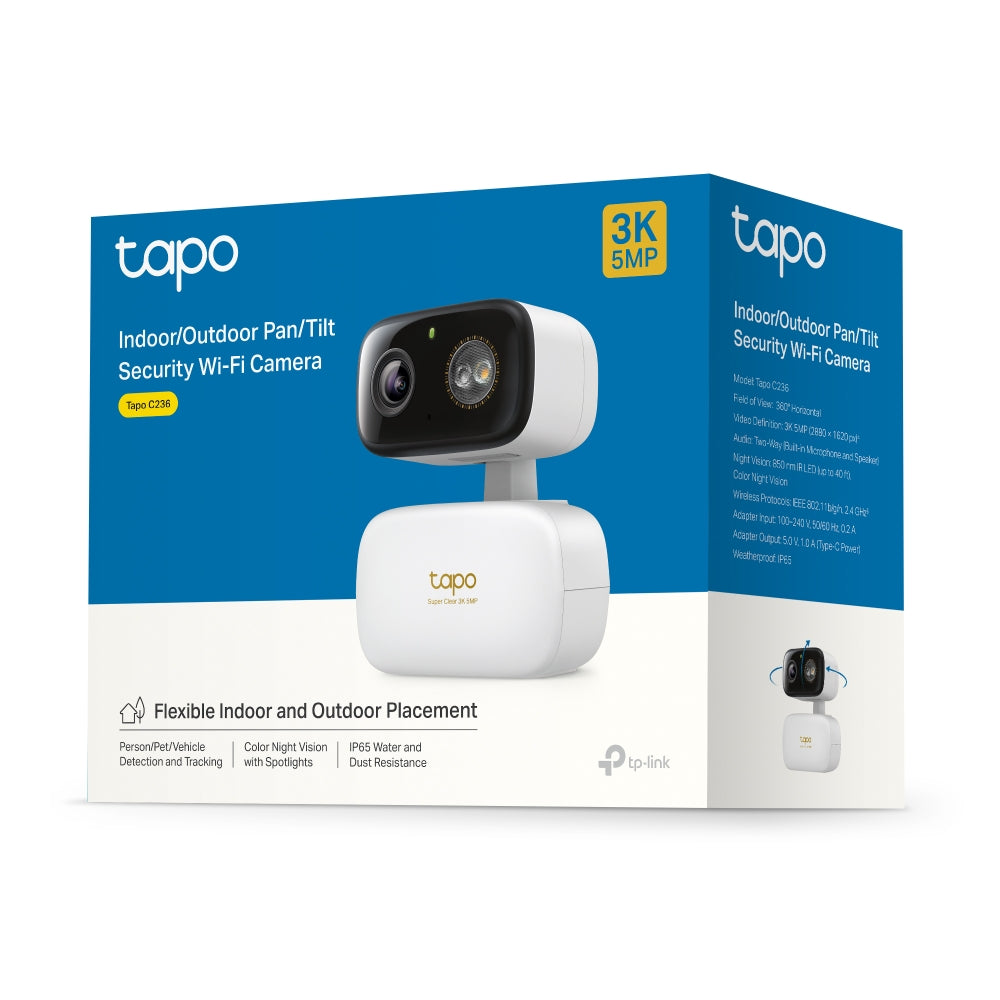 Tapo 見守りカメラ 3K 5MP 360°首振り Tapo C236